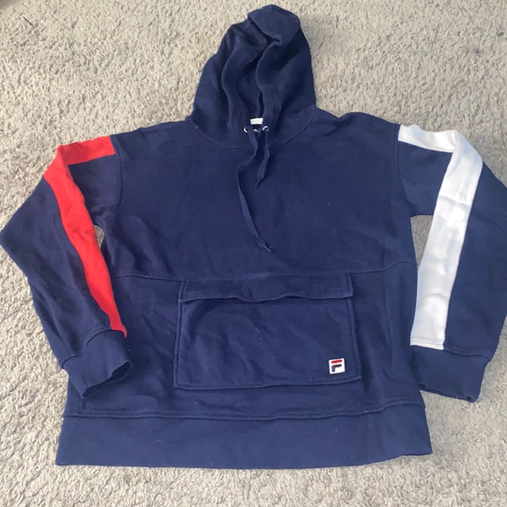 Fila, large, pullover front pocket hoodie